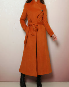 Long wool coat, black coat dress, Cashmere coat, winter coat, flare coat, buttoned jacket, wool overcoat (Y2198)
