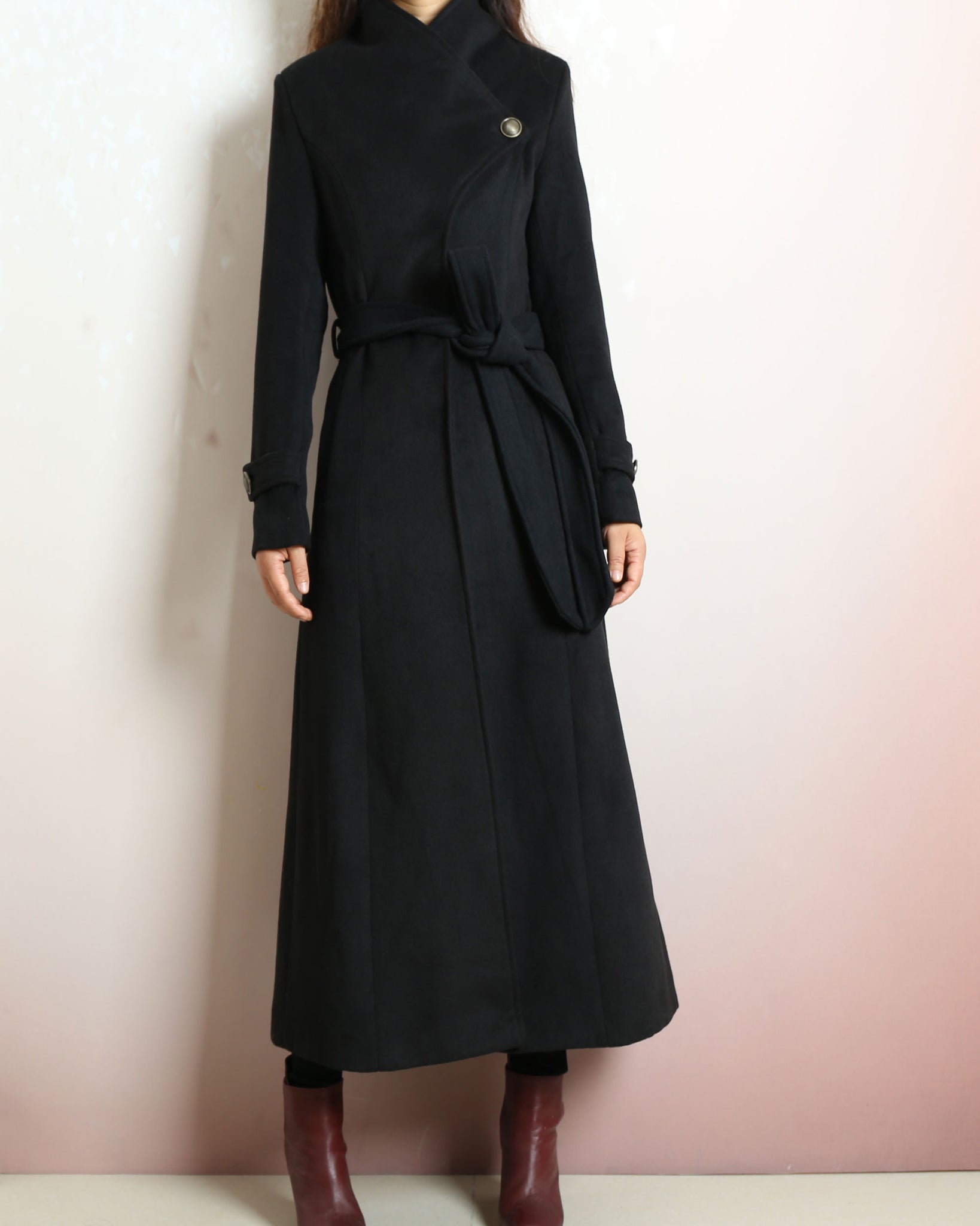 Winter coat, Long wool coat, black coat dress, flare coat