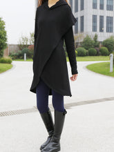 Load image into Gallery viewer, Women&#39;s asymmetrical thick cotton fleece hoodie/plus size jacket/oversized tunic dress/black tunic top/casual customized hoodie(Y3120) - lijingshop
