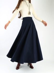 Women wool skirt/flared skirt/winter skirt/maxi skirt/ankle length skirt(Q1806) - lijingshop