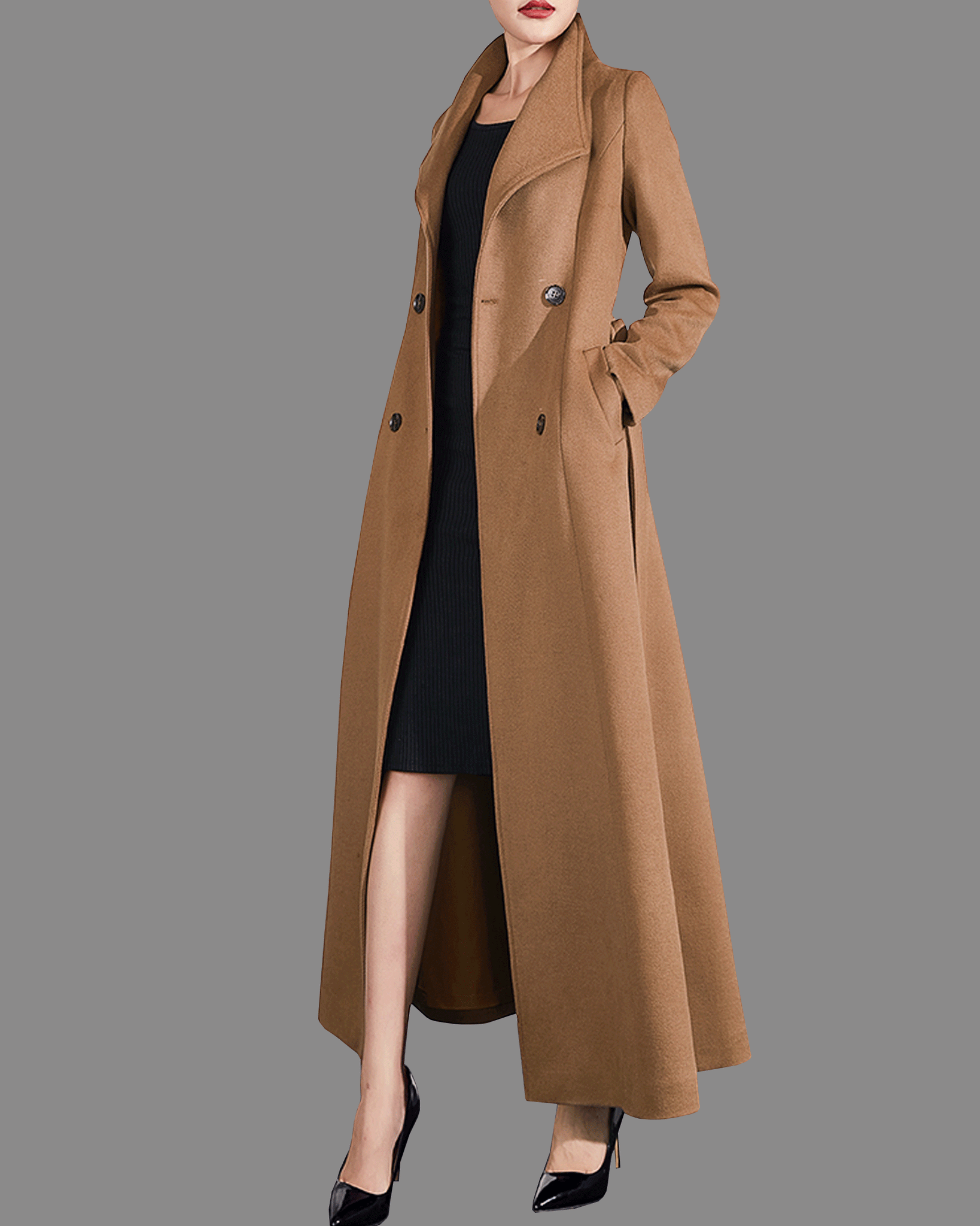 Wool coat women, winter coat, long jacket, double breasted jacket, coa –  lijingshop