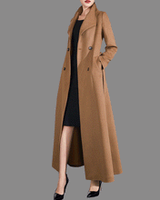 Load image into Gallery viewer, Wool coat women, winter coat, long jacket, double breasted jacket, coat dress, Camel wool long coat, warm coat, plus size coat Y027
