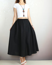 Load image into Gallery viewer, Flared skirt, Linen skirt, Elastic waist skirt, Boho skirt with pockets, high waist skirt(Q1065)
