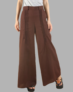 Women's Wide leg linen skirt pants/plus size trousers/oversize casual customized trousers(K1702)