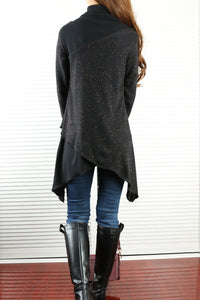Women's pullover sweater/black tunic top/cotton t-shirt/long sleeve tops(Y1999) - lijingshop