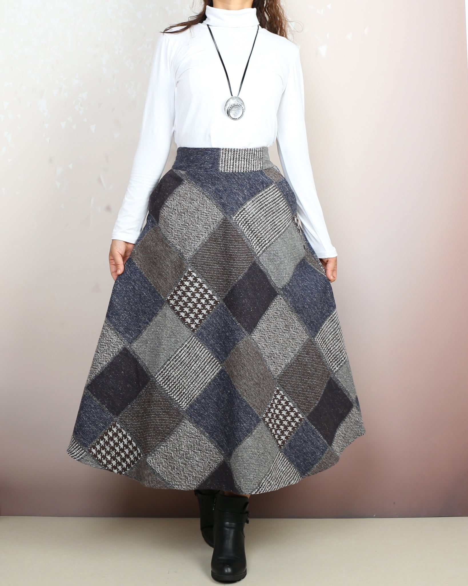 Plaid skirt, wool skirt, winter skirt women, flared skirt, boho skirt, –  lijingshop