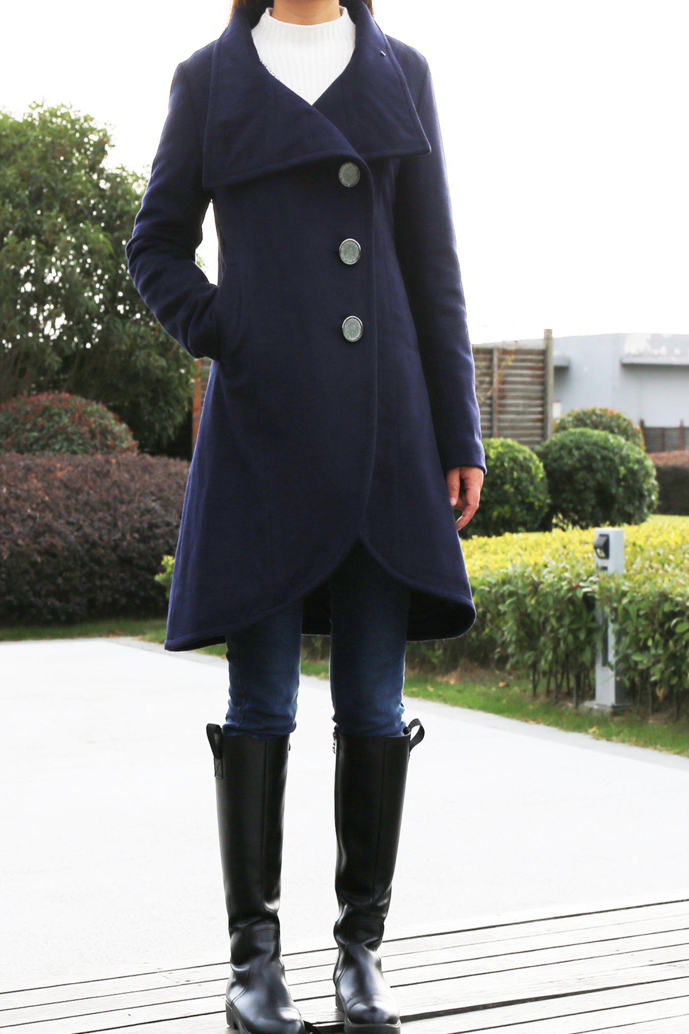 Winter coat/Asymmetrical Overcoat/ Button Down Jacket/Women's Wool