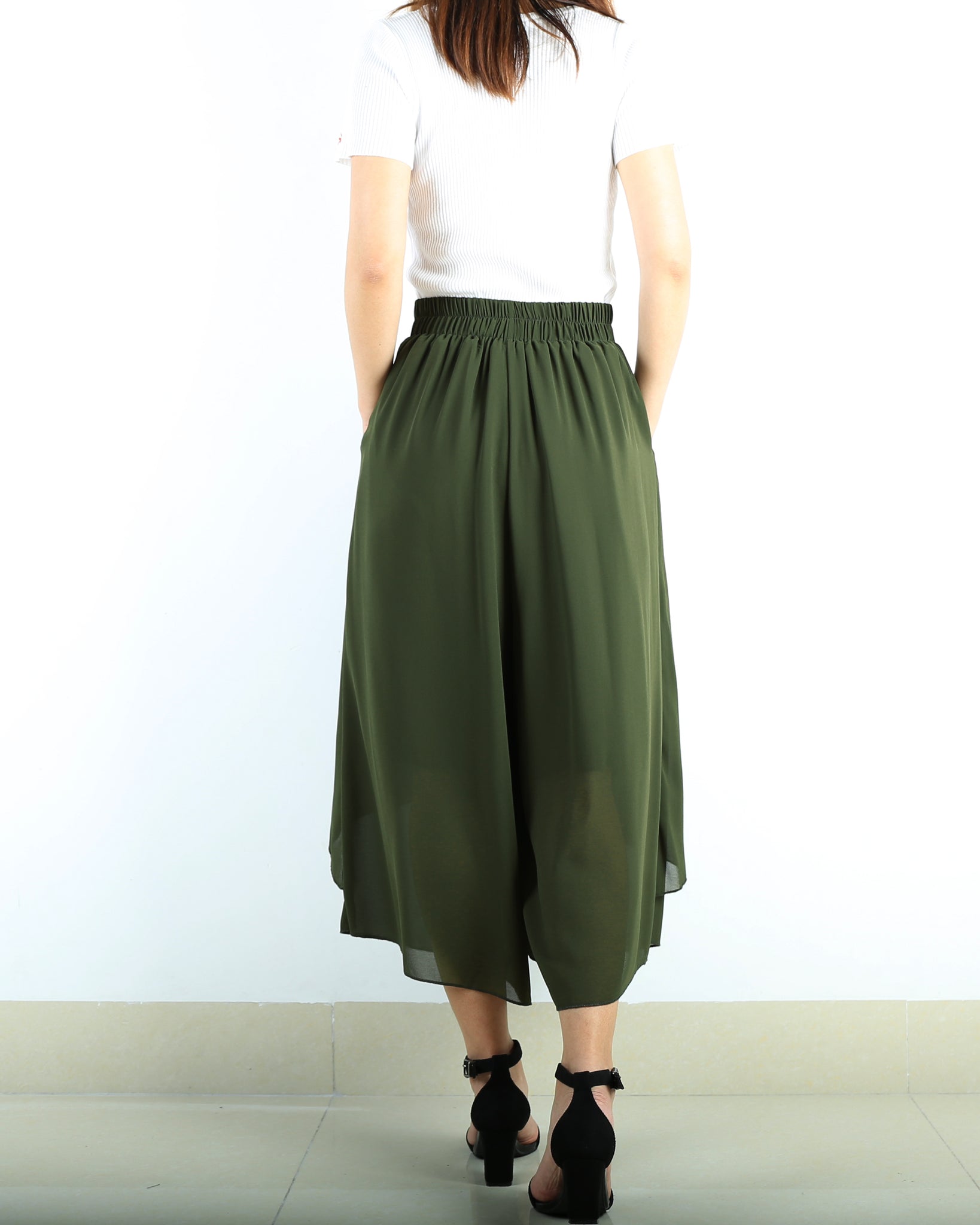 Womens Chiffon Skirt Pants/Elastic Waist Pants/Wide Leg trousers/High –  lijingshop