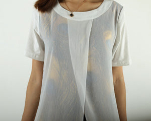 Womens Short Sleeve tunic Top/Printed Tunic Dress/Plus Size Tunic Top/Oversized T-shirt/Asymmetrical Dress(Y1702S)