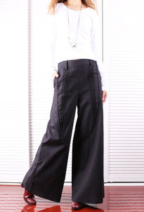 Women's Wide leg linen skirt pants/plus size trousers/oversize casual customized trousers(K1702) - lijingshop