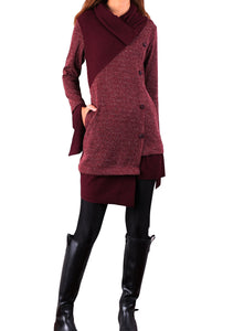 Women's Asymmetrical knit sweater tunic dress/plus size oversized tunic dress/casual customized tunic top/pullover sweater(Y1673) - lijingshop