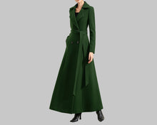 Load image into Gallery viewer, Wool coat women, winter coat, long jacket, double breasted jacket, coat dress, Green wool long coat, warm coat, plus size coat Y037
