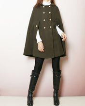 Load image into Gallery viewer, Wool poncho, Wool cape coat, wool cloak jacket, winter coat, wool cloak(Y2164)
