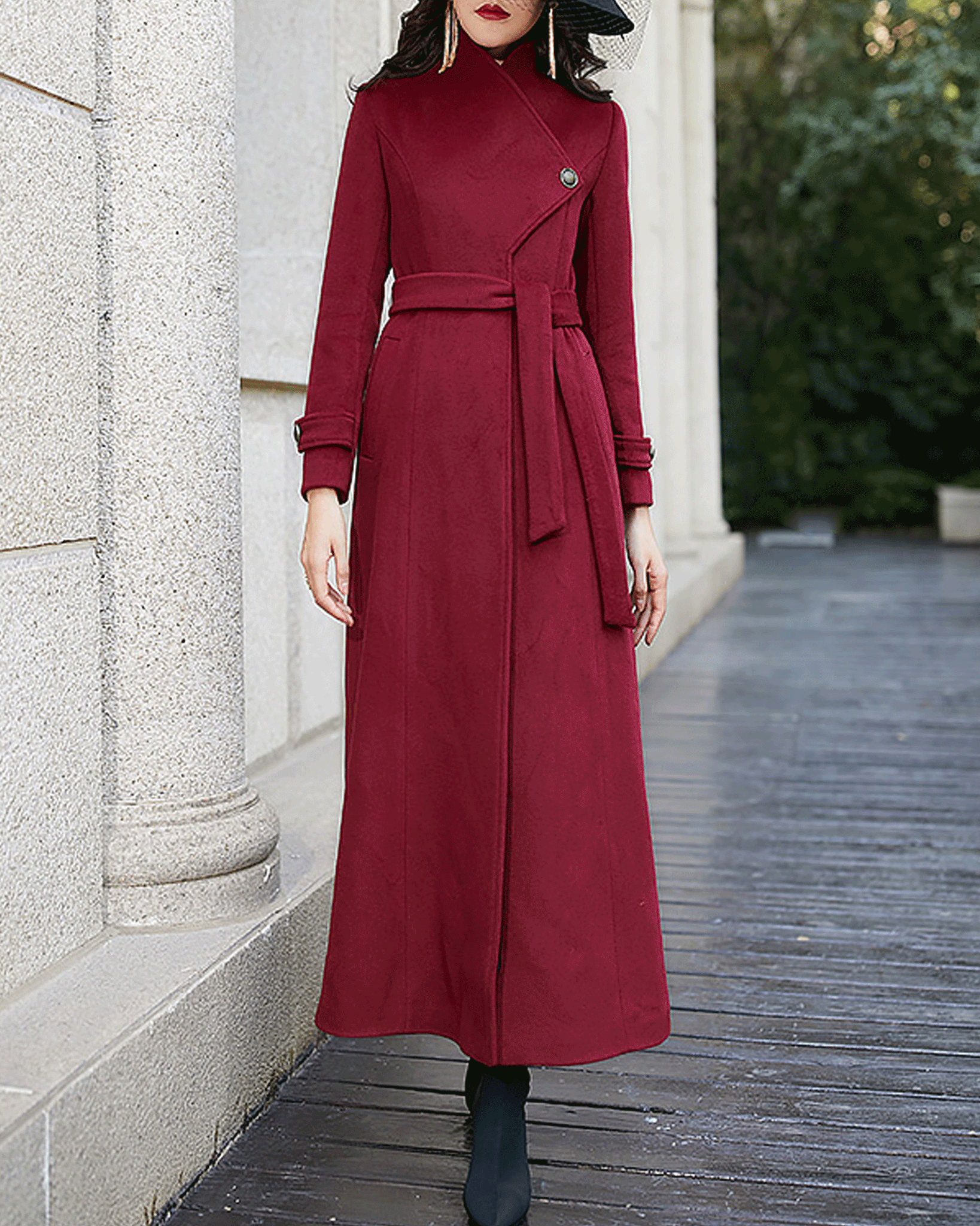 Women wool coat winter coat long jacket jacket with belt coat