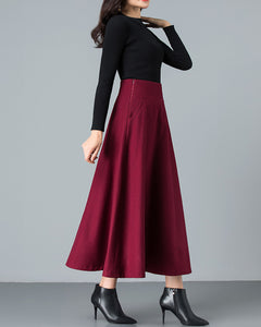 High waist skirt, Flare skirt, Winter skirt, Midi skirt, Wool skirt, dark gray skirt, long skirt, vintage skirt Q0026