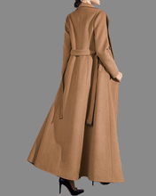 Load image into Gallery viewer, Wool coat women, winter coat, long jacket, double breasted jacket, coat dress, Camel wool long coat, warm coat, plus size coat Y027

