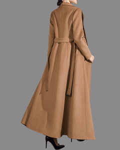 Wool coat women, winter coat, long jacket, double breasted jacket, coat dress, Camel wool long coat, warm coat, plus size coat Y027