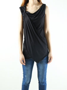Women's customized sleeveless top/asymmetrical t-shirt/modal cotton draping slip top/summer top(Y1935) - lijingshop