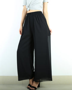 Women's wide leg pants, chiffon skirt pants, summer trousers, yoga pants, oversized casual customized pants (K1712)