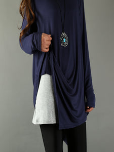 Women's modal cotton tunic top/asymmetrical top/oversized tunic dress/casual customized dress/Maternity t-shirt (Y1816) - lijingshop