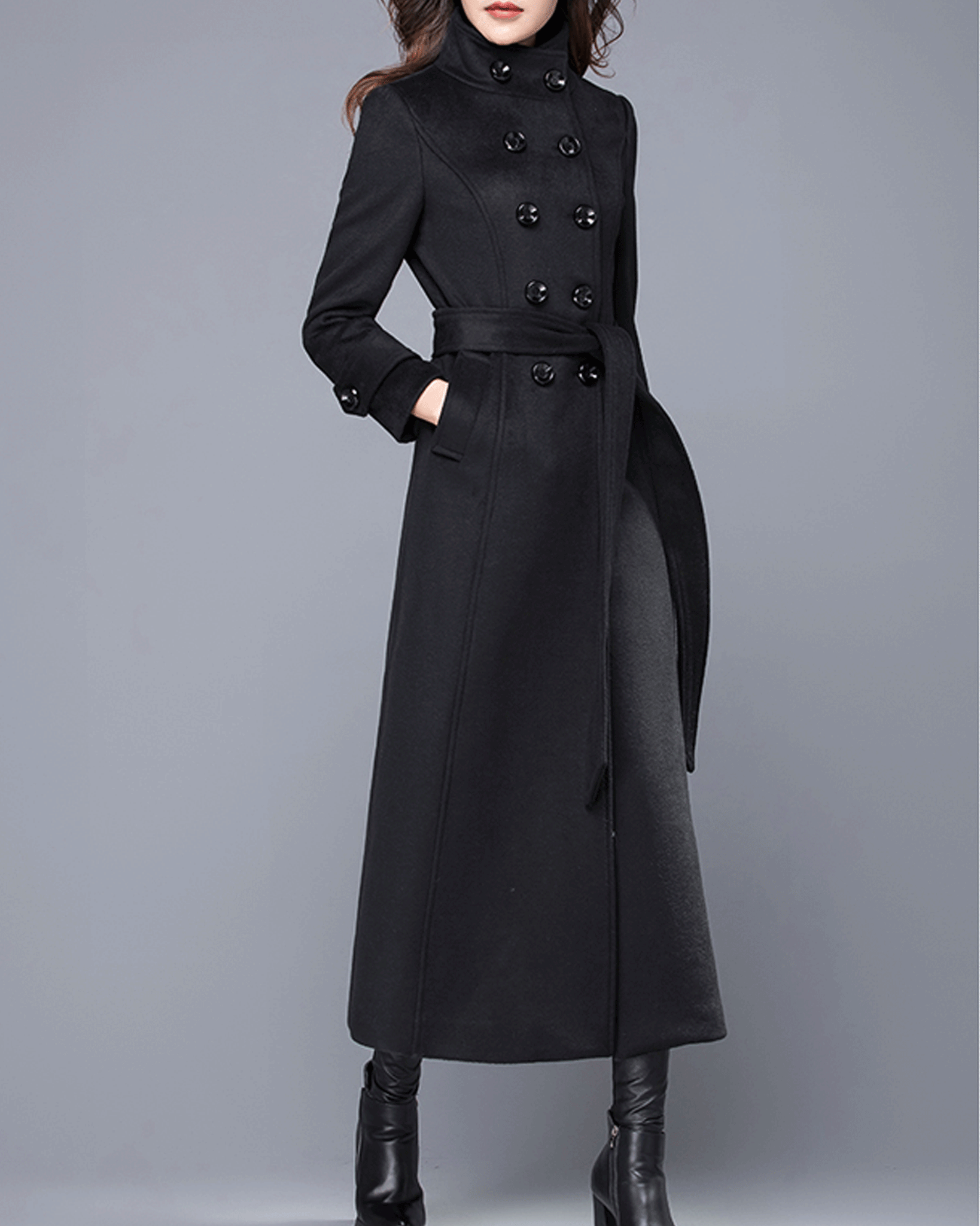 Wool coat, Double breasted wool jacket, winter coat, long jacket