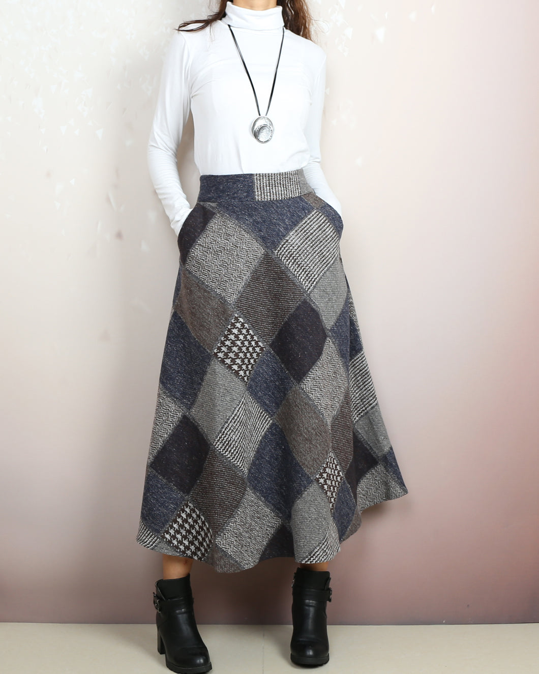 Wool skirt, Winter skirt, black skirt, long wool skirt, vintage