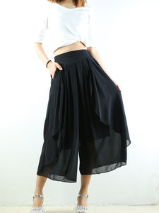 Women's chiffon yoga skirt pants/oversized pants/elastic waist pants/wide leg trousers(K1710) - lijingshop