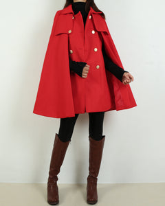 Wool cape coat, women's woolen poncho/cashmere jacket/Wool Coat/Cashmere Cape Wool Cloak(Y1760)