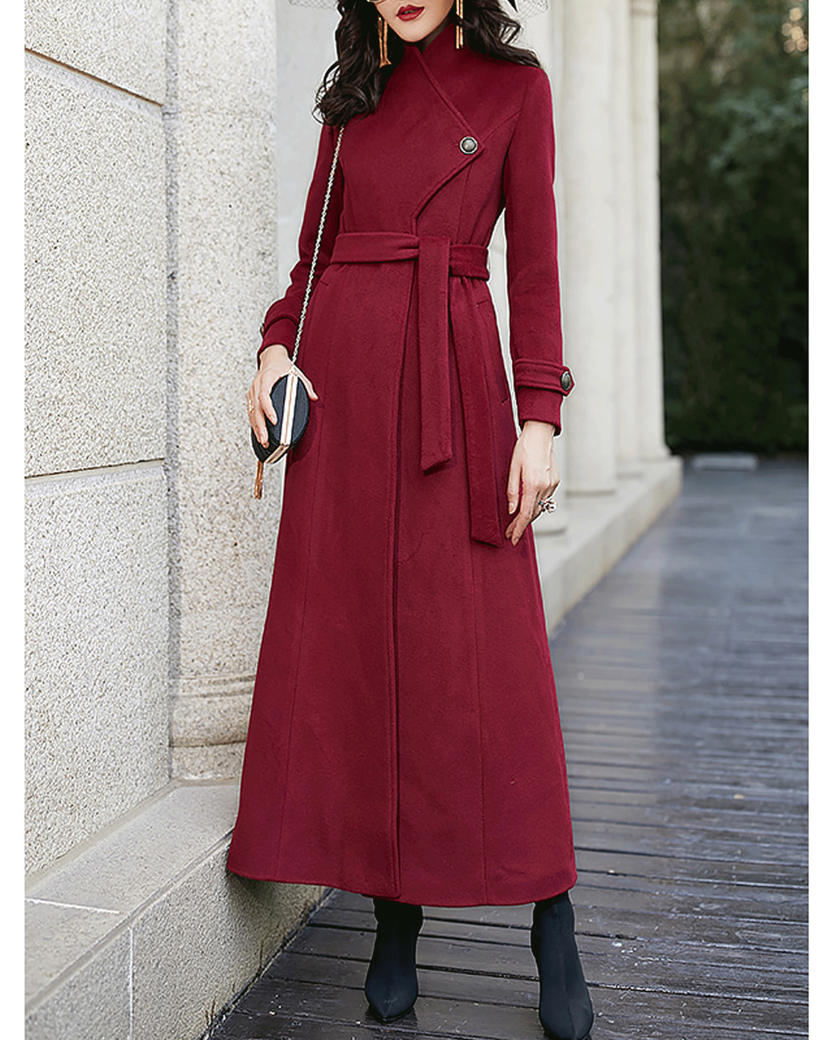 Women wool coat winter coat long jacket jacket with belt coat