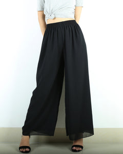 Women's yoga pants, chiffon skirt pants, wide leg pants,summer trousers, oversized casual customized pants (K1712)