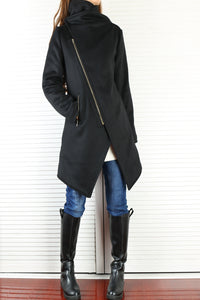 Womens Winter Jacket/Wool Coat/Trench Coat/Asymmetrical Cashmere jacket/zipper coat/Long Overcoat(Y5130) - lijingshop