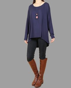 Women's long sleeve tunic top, Modal Cotton t-shirt, bottoming top, cotton t-shirt, oversized top(Y1818)