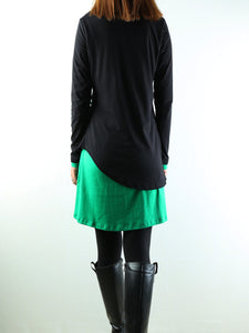 Women's V-neck cotton dress/Boho Cotton Layered Tunic Dress Set/long sleeve top(Q1702) - lijingshop