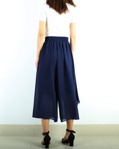Women's elastic waist skirt pants/wide leg trousers/chiffon yoga skirt pants/oversized pants(K1710)