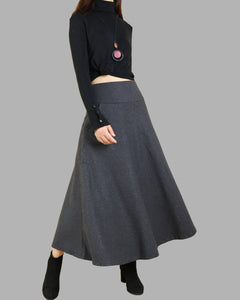Women's woolen skirt/long customized skirt/winter skirt (Q1819)
