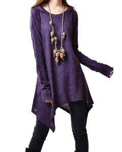 Women's sweater dress/asymmetrical knit tunic dress/plus size hoodie/oversized tunic dress/casual customized top/Maternity dress/purple sweater (Q5101) - lijingshop