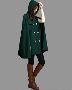 Women's woolen poncho with hood/cashmere and woolen cape coat/cashmere jacket/Wool Coat/Cashmere Cape Wool Cloak(Y1760)