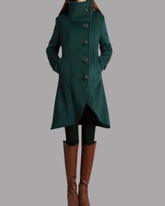 Button Down Jacket/Winter coat/Asymmetrical Overcoat/ Women's Wool Cashmere Coat/Plus Size Jacket/Casual Customized Jacket/oversized Coat(Y1225)