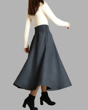 Load image into Gallery viewer, Women&#39;s elastic waist skirt/winter skirt/wool skirt/flared skirt/maxi skirt/ankle length skirt(Q1099)
