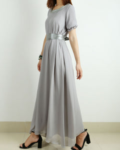 Wedding dress, Bridesmaid dress, Women's Chiffon Long Dress, White dress,maxi dress, evening dress(Q1010)