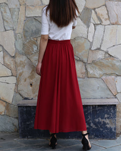 Women's summer skirt, chiffon skirt, maxi skirt, elastic waist skirt, long skirt, A-line skirt, customized skirt(Q2021)