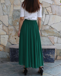 Women's summer skirt, chiffon skirt, maxi skirt, elastic waist skirt, long skirt, A-line skirt, customized skirt(Q2021)