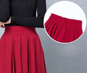 Women's maxi skirt, embroidered skirt, elastic waist skirt, flare skirt, cotton skirt, high waist skirt, long skirt, A-line skirt Q0056
