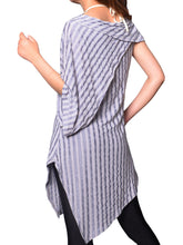 Load image into Gallery viewer, Women&#39;s asymmetrical cotton tunic top/stripe dress/Casual Tunic dress/Summer Customized Plus Size short sleeve shirt/Maternity dress(Y19b6) - lijingshop
