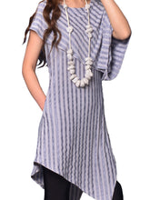 Load image into Gallery viewer, Women&#39;s stripe dress/asymmetrical cotton tunic top/Casual Tunic dress/Summer Customized Plus Size short sleeve shirt/Maternity dress(Y19b6) - lijingshop
