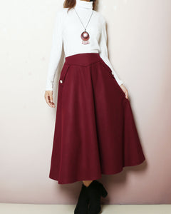 Wool skirt, warm skirt, Wool plus size skirt, winter skirt, custom made skirt, midi skirt, black skirt (Q2166)