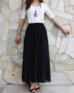 Women's chiffon skirt, maxi skirt, elastic waist skirt, long skirt, A-line skirt, customized summer skirt(Q2021)