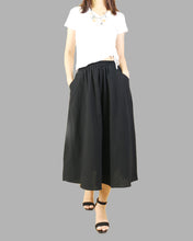 Load image into Gallery viewer, Flared skirt, Elastic waist skirt, Midi linen skirt, Boho skirt with pockets, high waist skirt(Q1062)
