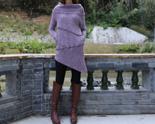 Load image into Gallery viewer, Pullover sweater, off shoulder sweaters, Cowl neck sweater, tunic dress, oversized sweaters with thumb holes, long sweaters (Y1112)
