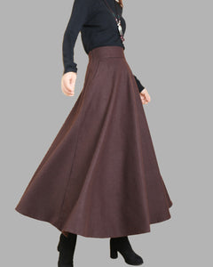 Women wool skirt/flared skirt/winter skirt/maxi skirt/ankle length skirt(Q1806)